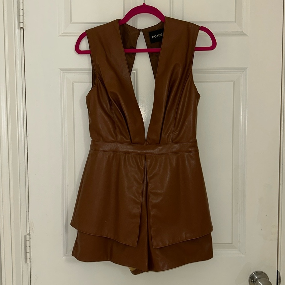 DO+BE Brown Leather Romper in great condition!
